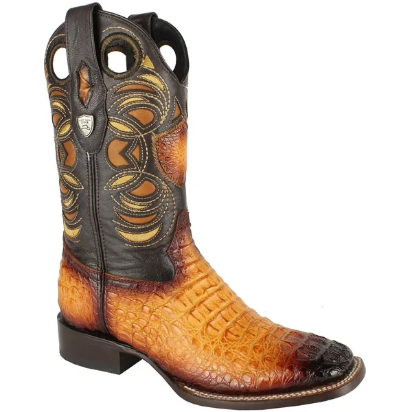Wild West Boots #28240202 Men’s | Color Buttercup | Men’s Wild West Caiman Hornback Boots Square Toe Handcrafted