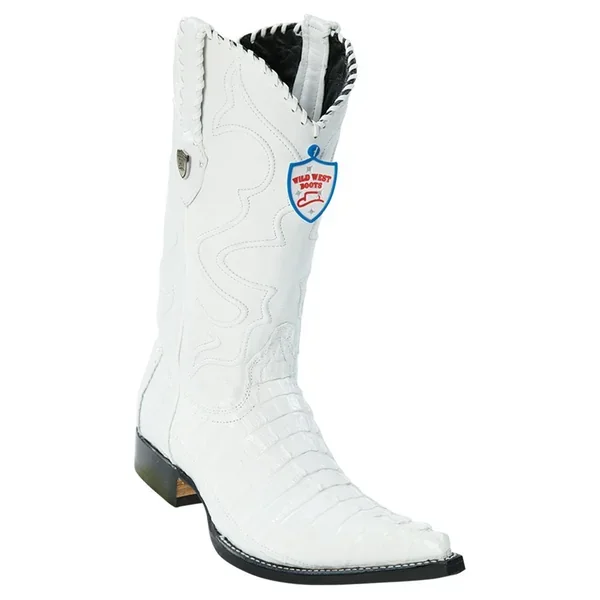 Wild West Boots #2950128 Men’s | Color White | Men’s Wild West Caiman Tail 3x Toe Boots Handcrafted