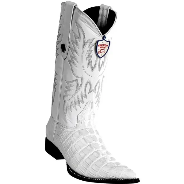 Wild West Boots #6950128 Men’s | Color White| Men’s Wild West Caiman Tail Print Boots 3X Toe Handcrafted