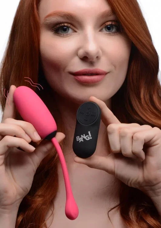 XR Brands Bang! 28X Plush Egg Vibrator: Luxurious Wireless Remote-Controlled Pleasure in Pink