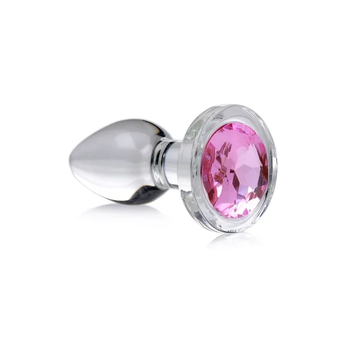 XR Brands Booty Sparks Pink Gem Glass Anal Plug Small