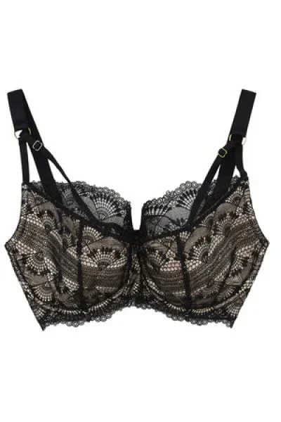 Ysabel Full Bust Lace Bra – Black/Nude –