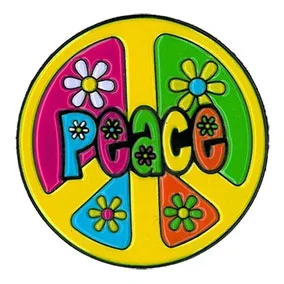 Yujean Peace w/ Flowers Round Enamel Pin