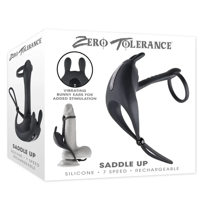 Zero Tolerance SADDLE UP – Black USB Rechargeable Vibrating Cock & Ball Rings