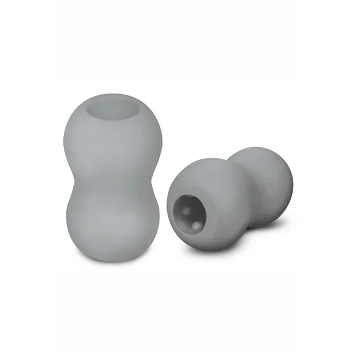 Zolo Mini Double Bubble Squeezable & Textured Stroker Masturbator Grey